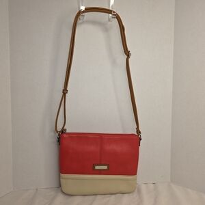 TIGNANELLO RED AND CREAM LEATHER CROSSBODY PURSE